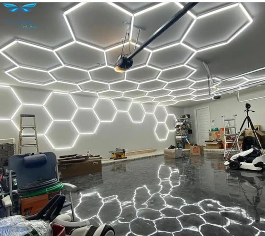 1.9X2.4M One - Step Connection Hexagon Led Light For Car Workshop Detailing Lights Ceiling