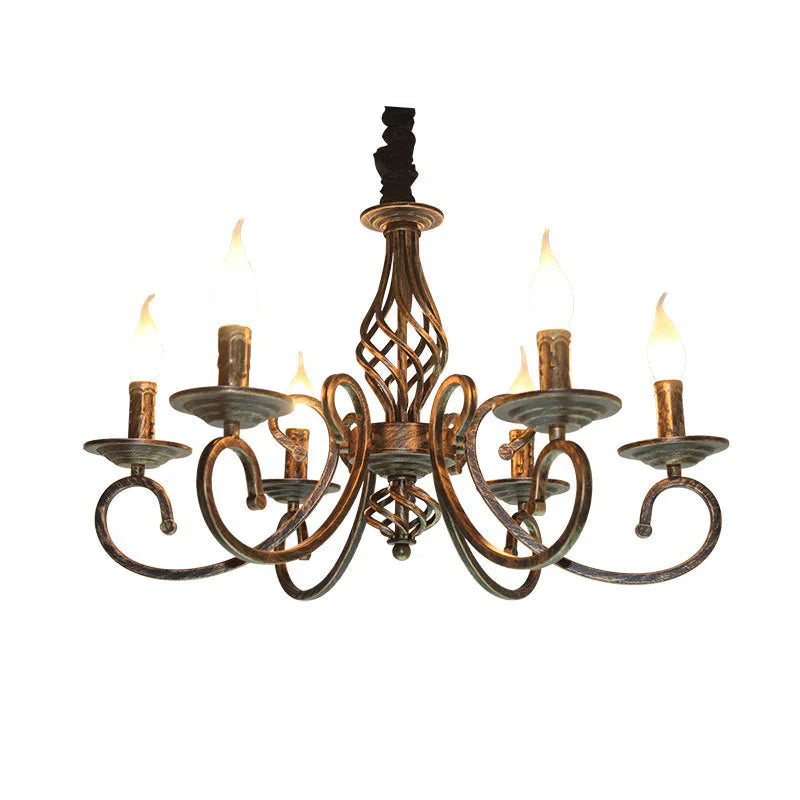 Retro Chandelier American Country Creative Wrought Iron Personality Pendant