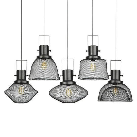 American Retro Iron Mesh Chandelier Pendant