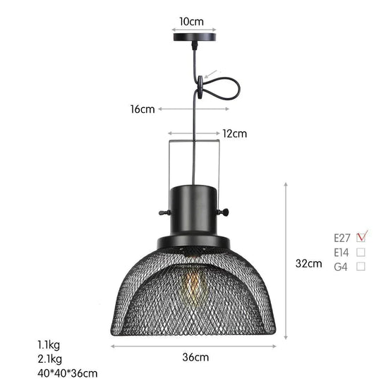 American Retro Iron Mesh Chandelier A / Without Light Source Pendant