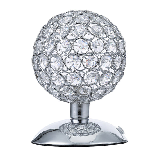 Alrakis - Sphere Night Table Light Modern Crystal - Encrusted Shade 1 Bulb Chrome Small Desk Lamp