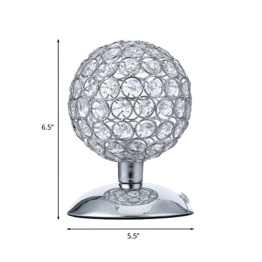 Alrakis - Sphere Night Table Light Modern Crystal - Encrusted Shade 1 Bulb Chrome Small Desk Lamp