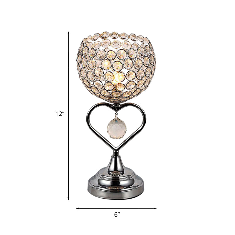 Aria - Chrome Domed Night Lamp With Loving Heart Detail