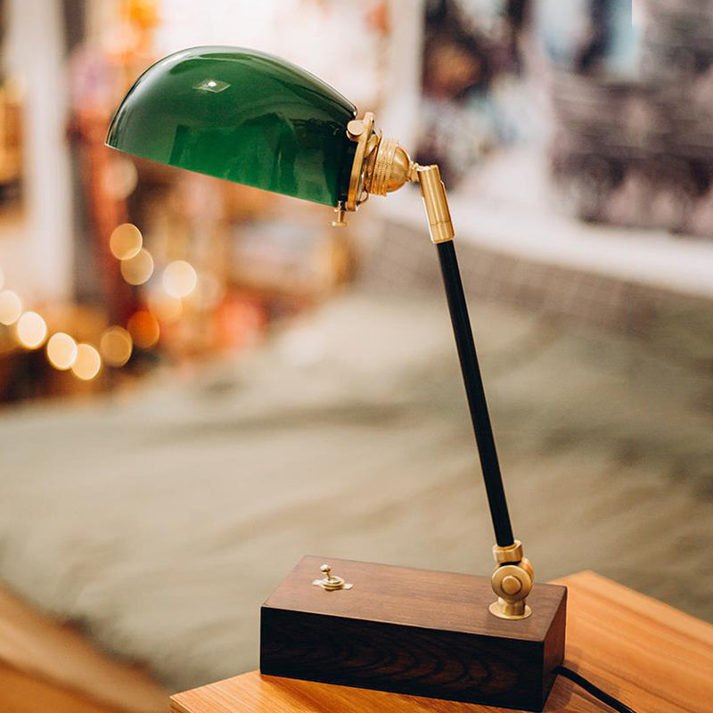 Haedus - Vintage - Style Green Glass Reading Lamp With Retro Design Perfect For Black