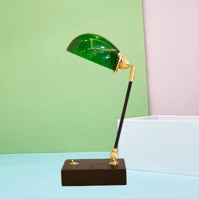 Haedus - Vintage - Style Green Glass Reading Lamp With Retro Design Perfect For