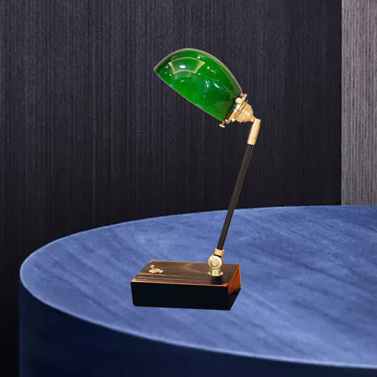 Haedus - Vintage - Style Green Glass Reading Lamp With Retro Design Perfect For