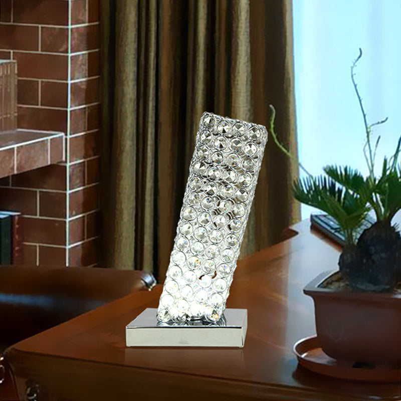 Ascella - Chrome Simple Slanting Cuboid Table Light Inserted Crystal Led Night Lamp In