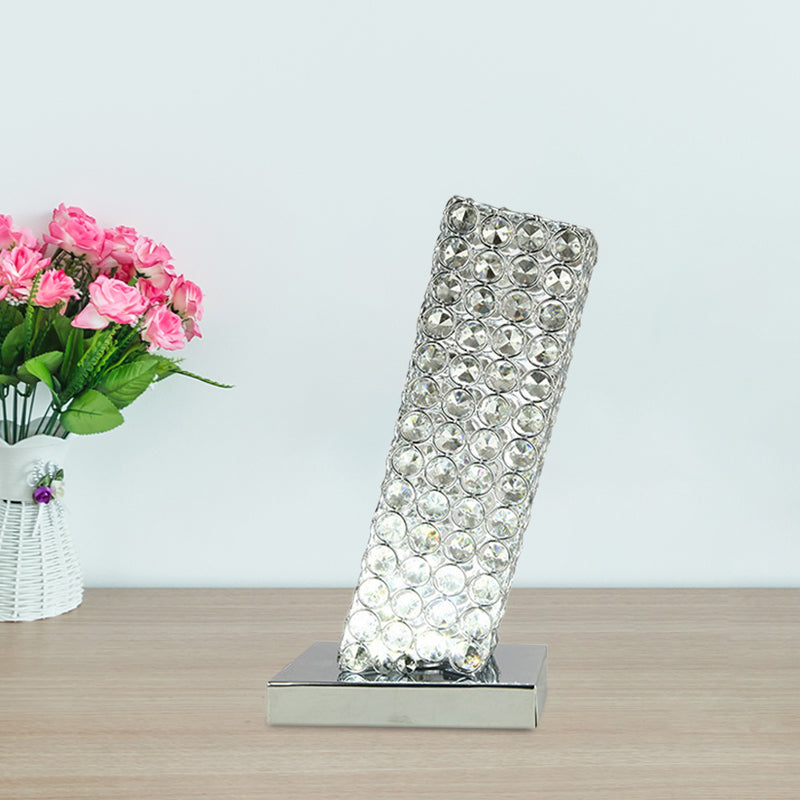 Ascella - Chrome Simple Slanting Cuboid Table Light Inserted Crystal Led Night Lamp In