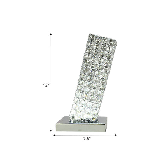 Ascella - Chrome Simple Slanting Cuboid Table Light Inserted Crystal Led Night Lamp In