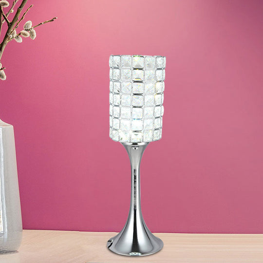 Chiara - Crystal Hand - Cut Cylinder Table Lamp Minimalist Study Room Led Desk Light In Chrome