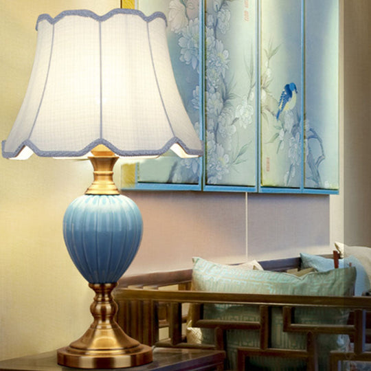 Lily - Scalloped/Tapered Table Lamp Light Blue