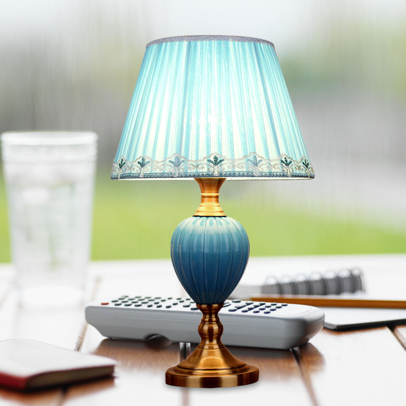 Lily - Scalloped/Tapered Table Lamp Sky Blue