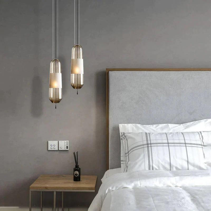 Nordic Creative Bedroom Bedside Lamp Glass Small Single Head Chandelier Pendant
