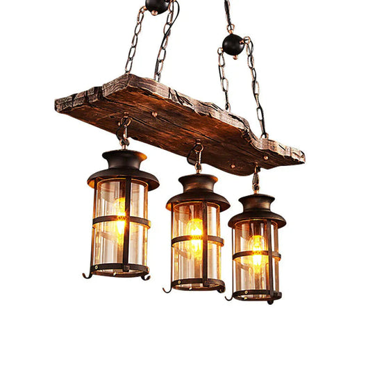 American Retro Chandelier Solid Wood Lamps Three Heads / No Light Bulbs Pendant