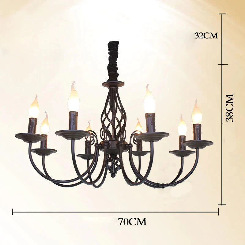 Iron Candle Living Room Lamp Simple Personality Retro Warm Study Restaurant Led Pendant