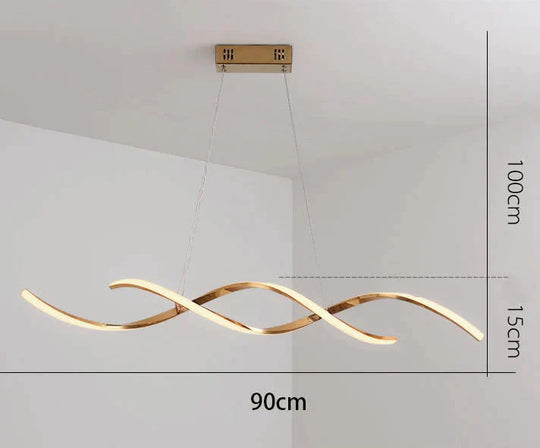 Simple Modern Led Lamp Electroplating Living Room Dining Bedroom Book Strip Chandelier Pendant