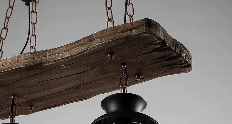 American Retro Chandelier Solid Wood Lamps Pendant