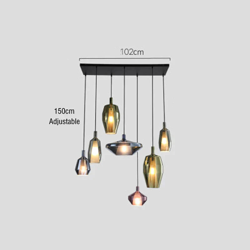 Creative Stained Glass Chandelier Nordic Single - Headed 7 Heads / Warm Light Pendant