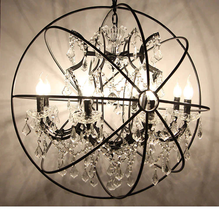 Chandelier Round Crystal Lamp Staircase Restaurant Bar Decoration Clothing Store Retro Living Room