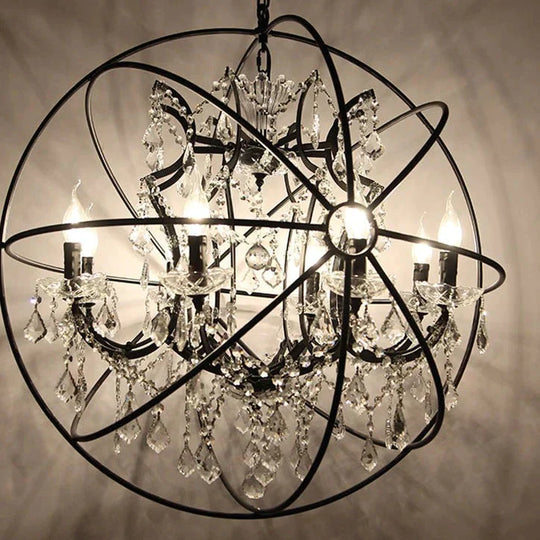 Chandelier Round Crystal Lamp Staircase Restaurant Bar Decoration Clothing Store Retro Living Room