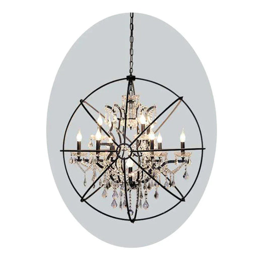 Chandelier Round Crystal Lamp Staircase Restaurant Bar Decoration Clothing Store Retro Living Room