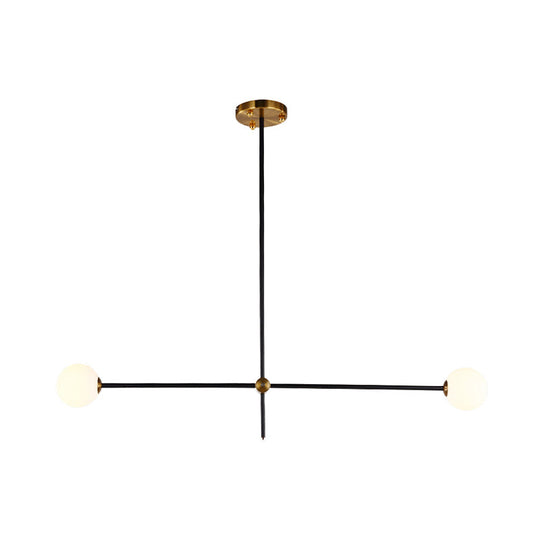 Black Modernist 2/3 - Light Living Room Pendant Lighting With Opal Glass Ball Shade And Exposed