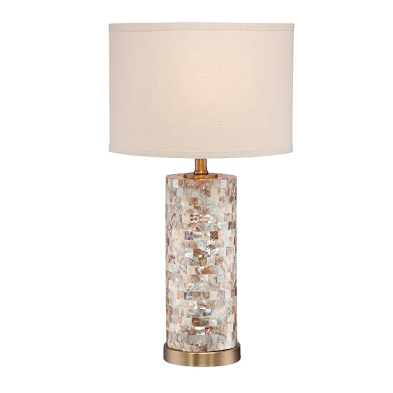 Isabelle - Shell Patchwork Column Nightstand Light Minimalist 1 Head Parlor Table Lamp With