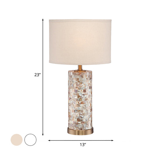 Isabelle - Shell Patchwork Column Nightstand Light Minimalist 1 Head Parlor Table Lamp With