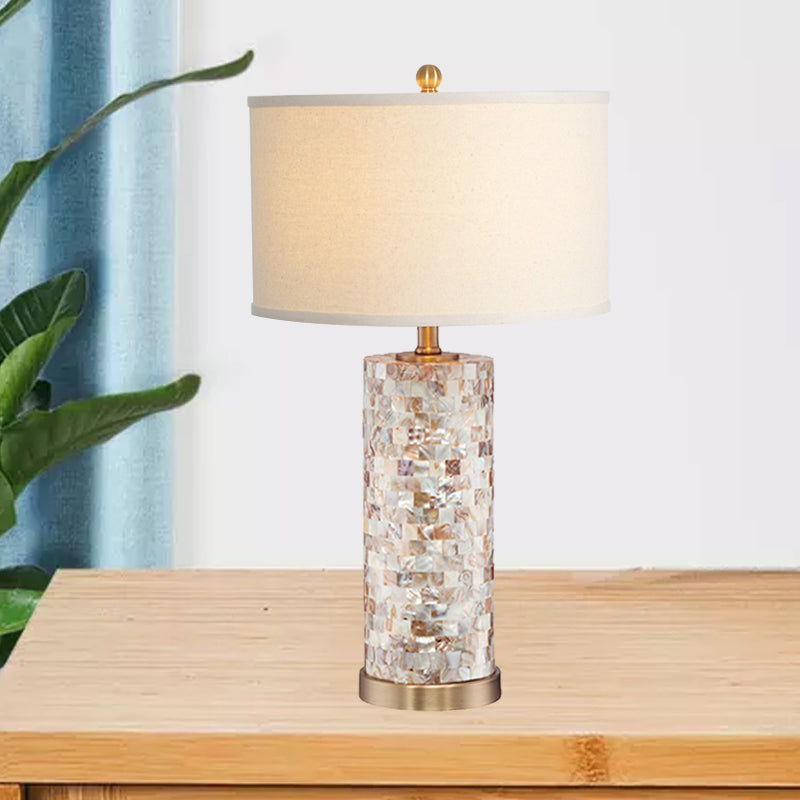 Isabelle - Shell Patchwork Column Nightstand Light Minimalist 1 Head Parlor Table Lamp With