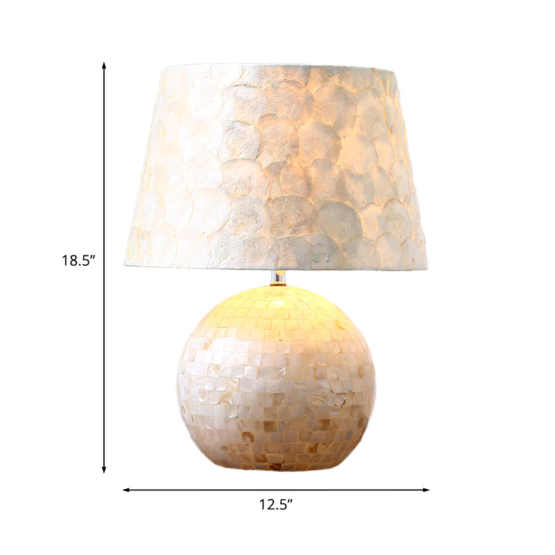 Aldib - Minimalist Globe Drum Table Light Single - Bulb Shell Night Stand Lamp