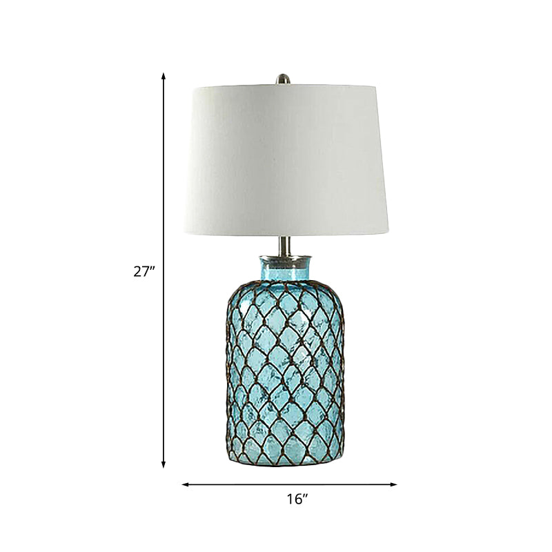 Nicole - Blue Jar Glass Table Stand Lamp Vintage Single Living Room Night Light With Trellis Net