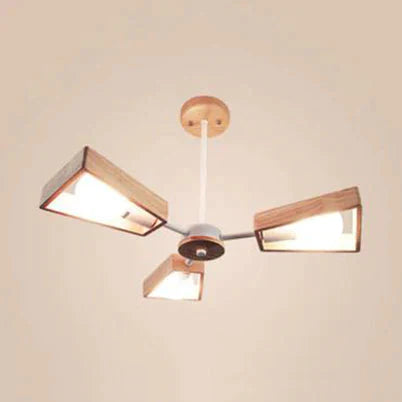 Modern Sputnik Chandelier Pendant Wooden 3/5/8 - Light Bedroom Hanging Lamp In Black/White 3 / White