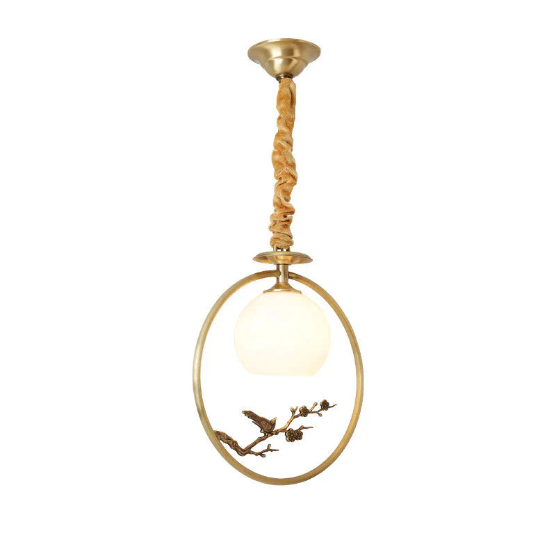 Copper Ceramic Bird Restaurant Chandelier Single Head Aisle Cloakroom Table Lamp Without Light