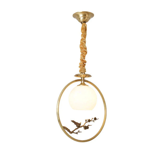 Copper Ceramic Bird Restaurant Chandelier Single Head Aisle Cloakroom Table Lamp Without Light