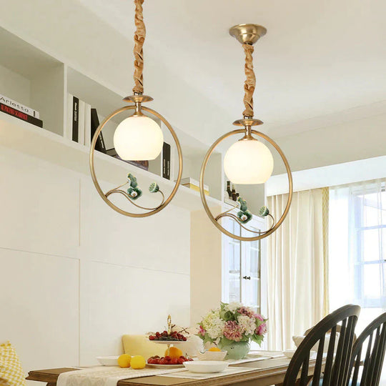 Copper Ceramic Bird Restaurant Chandelier Single Head Aisle Cloakroom Table Lamp Pendant