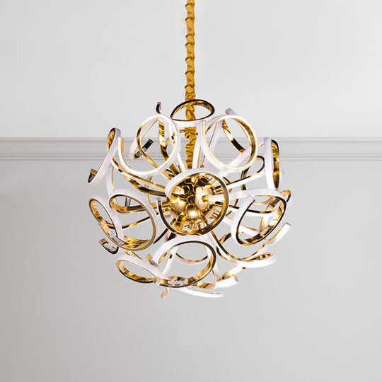 Contemporary Acrylic Globe 12/18/24 - Light Gold/Silver Hanging Ceiling Chandelier Pendant Light In