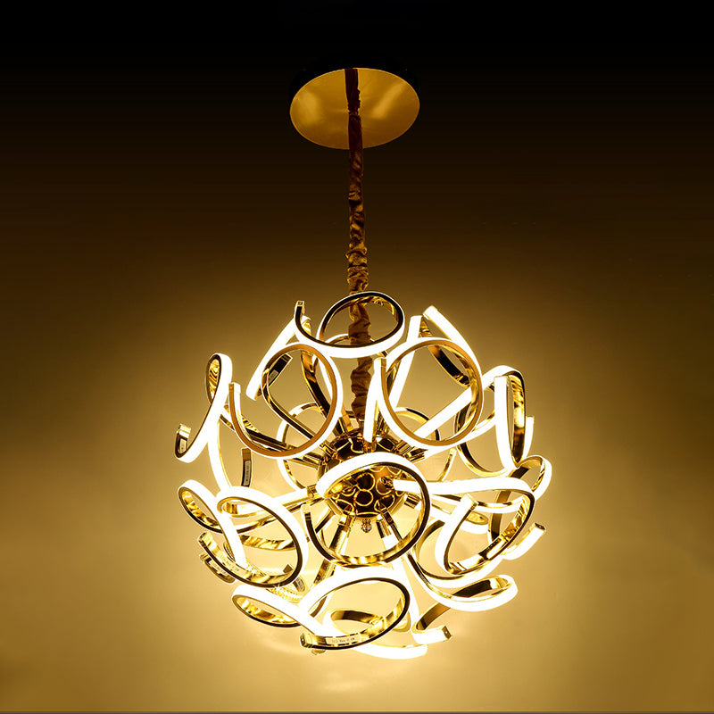 Contemporary Acrylic Globe 12/18/24 - Light Gold/Silver Hanging Ceiling Chandelier Pendant Light In