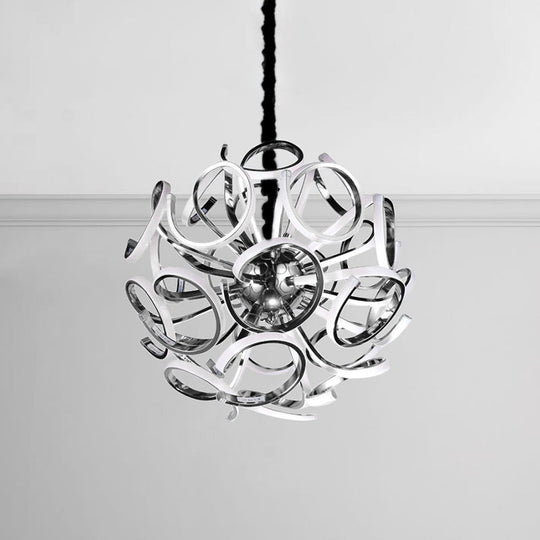 Contemporary Acrylic Globe 12/18/24 - Light Gold/Silver Hanging Ceiling Chandelier Pendant Light In