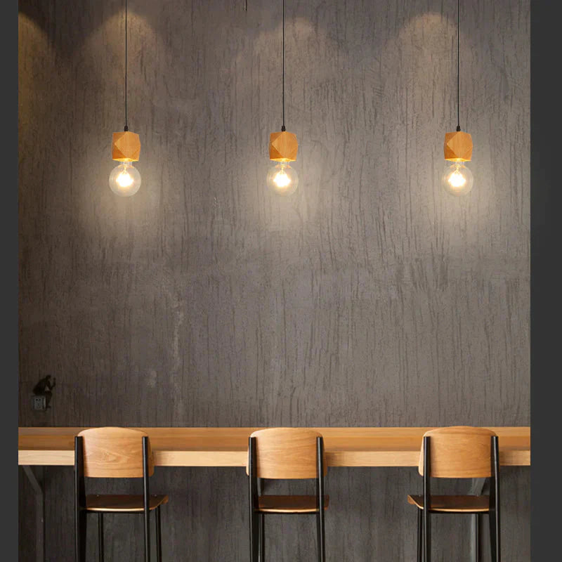 Nordic Log Restaurant Single Chandelier Creative Bar Clothing Store Bedside Wood Pendant