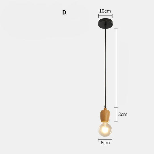 Nordic Log Restaurant Single Chandelier Creative Bar Clothing Store Bedside Wood D / Without Light