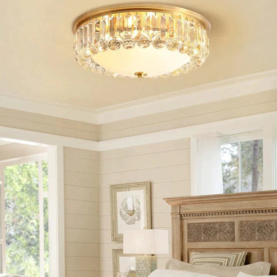 Copper Led Crystal Ceiling Lamp For Bedroom Living Room