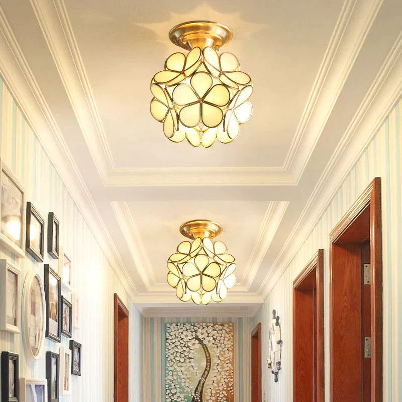Creative Personality Flower Corridor Room Full Copper Ceiling Lamp