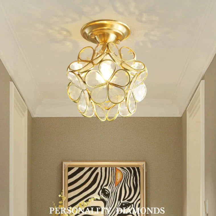 Creative Personality Flower Corridor Room Full Copper Ceiling Lamp