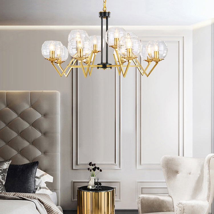 Muriel - Gold Candle Living Room Chandelier With Oval Shade Modern Elegant Pendant Light In Finish