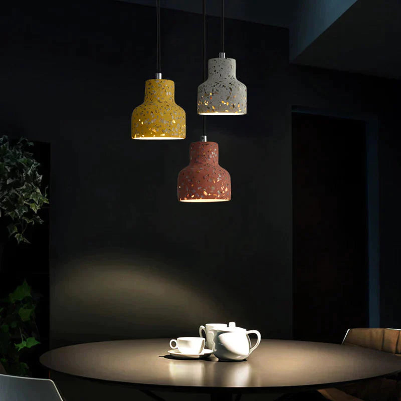 Semi - Transparent Cement Chandelier Creative Personality Bedside Dining Room Terrazzo Color Led