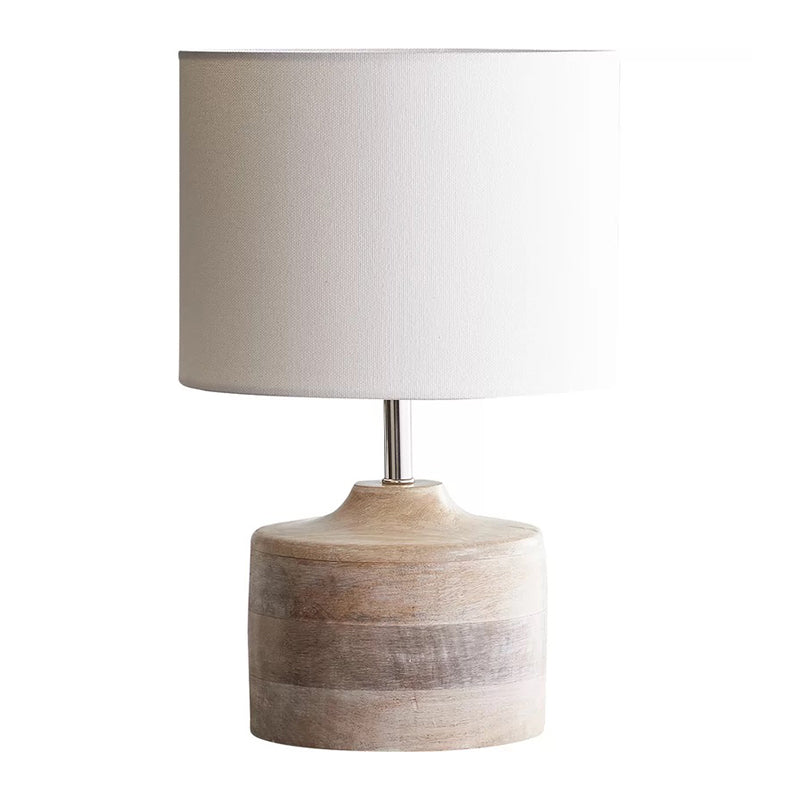 Aldhibah - Retro White Drum Shade Nightstand Lamp Style Fabric 1 - Bulb Bedside Reading Book Light