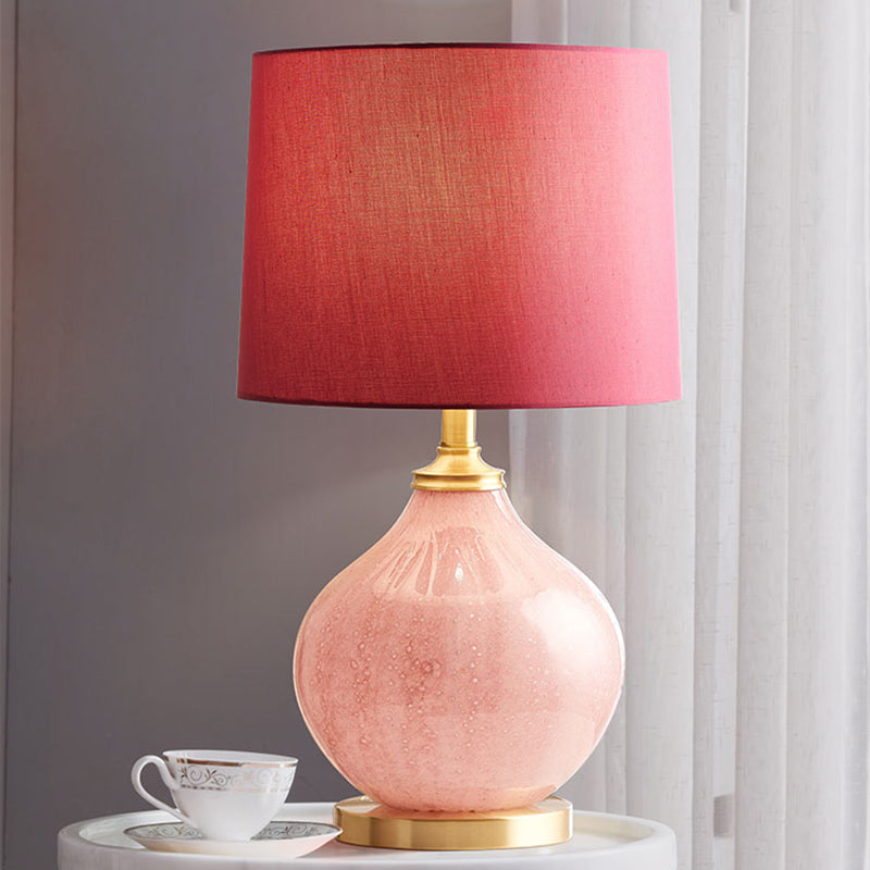 Ginevra - Pink Drum Fabric Shade Table Light