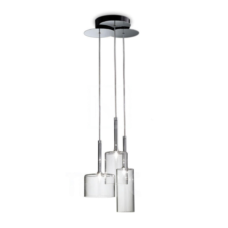 Ilaria - Modern 3/6/10 Lights Dining Room Cluster Lighting With Cylinder Clear Glass Shade Chrome