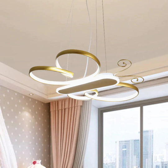 Cartoon Butterfly Frame Suspension Light Acrylic Kids Bedroom Led Chandelier Pendant Lamp In