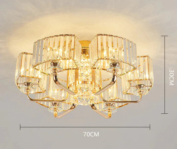 Simple Luxury Atmosphere High End Crystal Ceiling Lamp Gold / 6 Heads White Light